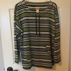 Striped Green and Black Long Sleeve Top